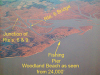 Woodland Beach from 24,000' with markers